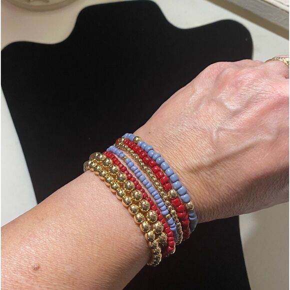 Multicolor Seven Strand Stretch Beaded Bracelet Set New - Picture 6 of 7